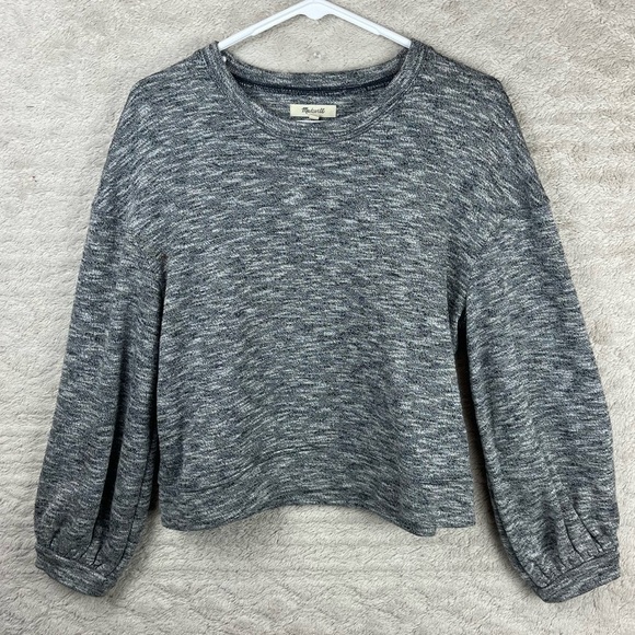 MADEWELL Heathered Gray Sweater Bishop Sleeves Medium Minimalist - Picture 1 of 13